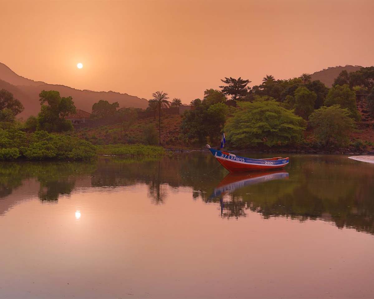 Boat on a lake in Sierra Leone